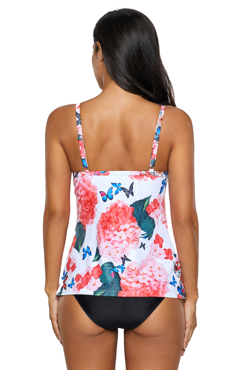 F4693 Flower Print Tankini Top Underwire Skirt Swimsuit Bathing Suit Swimsuit